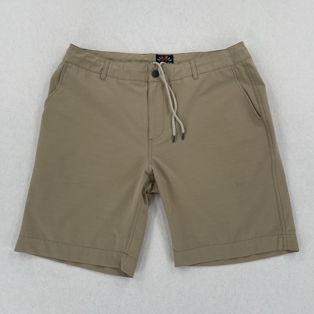 Faherty All Day Shorts Mens 35 Beige Drawstring 8" Inseam Stretch Performance